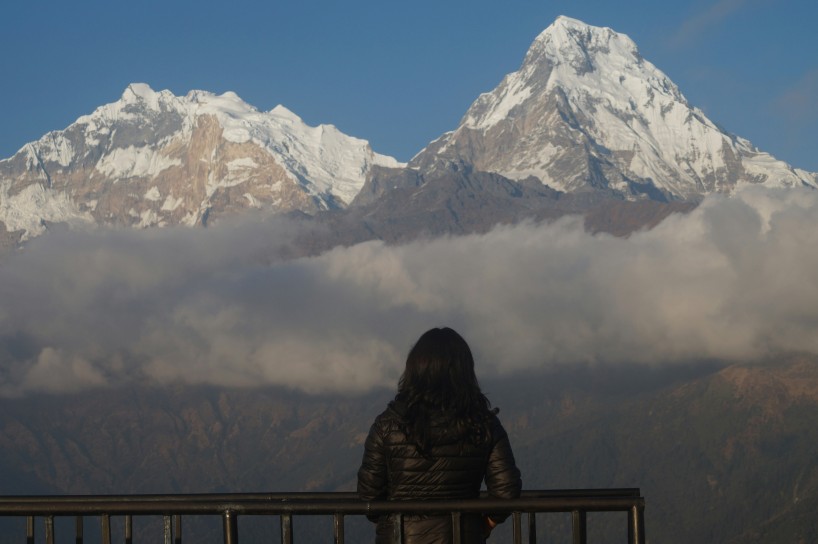 Panoramic View of Annapurna Mountains and Valley
